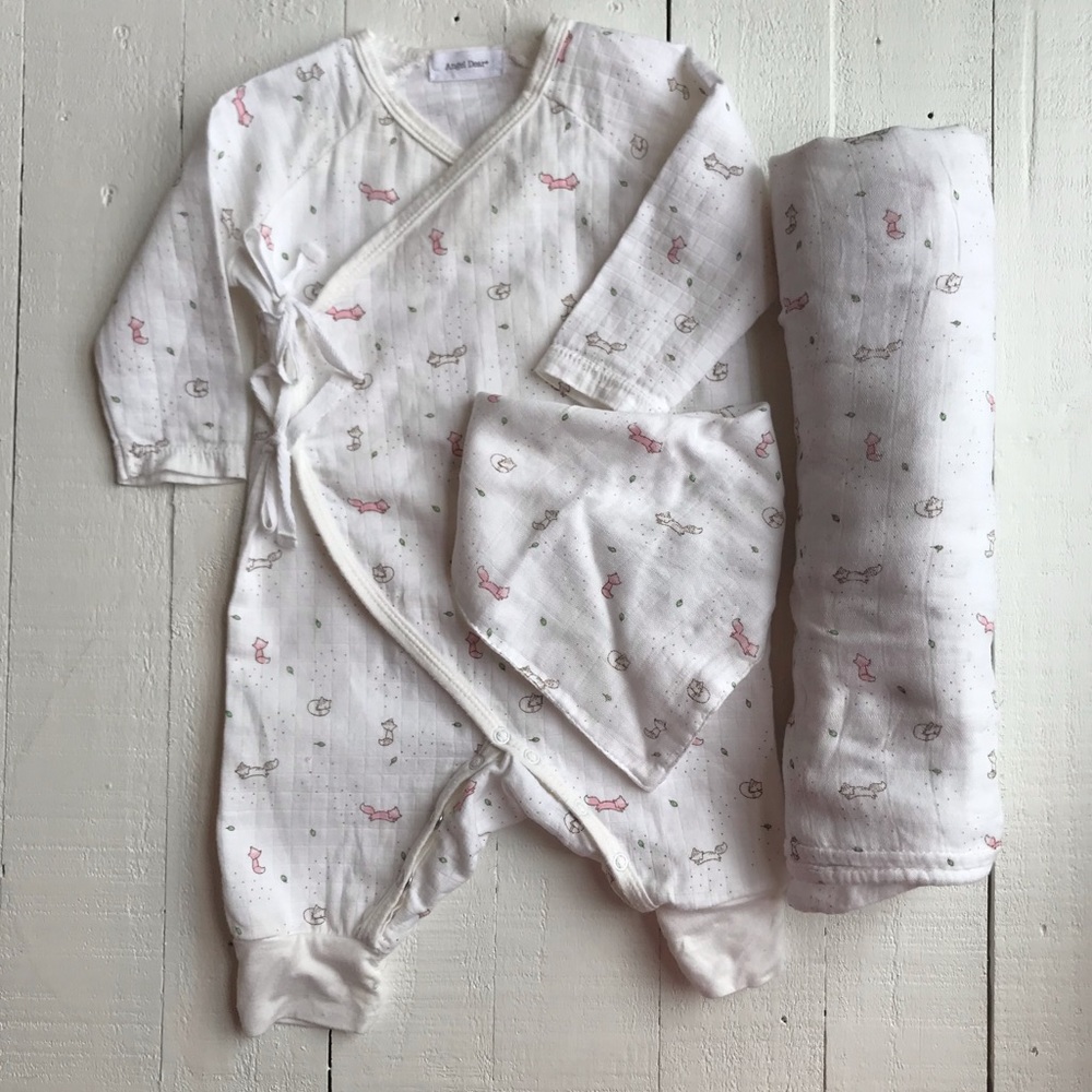 Angel Dear Fox kimono footie + swaddle 3-6 months